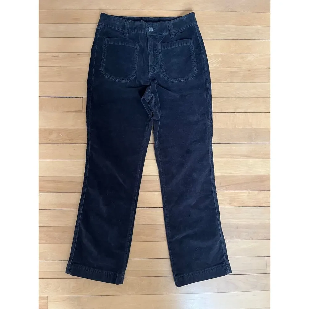 Free People We The Free High Time Kick Velvet Flare Pants Black Sz 10